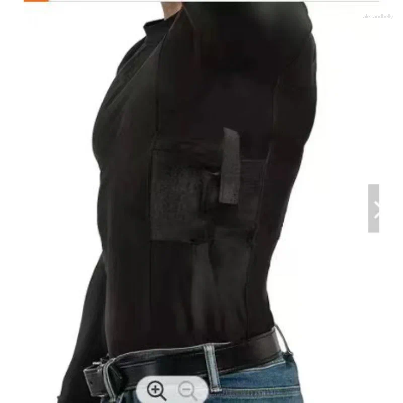Mens T Shirts Men Tactical Army Shooting Half Sleeves Shirt Custom Design Concealed Carry Holster With Side Gun Pockets Base Layer