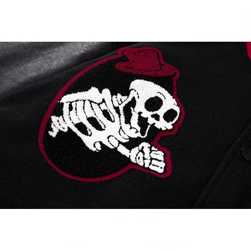 Men's Jackets American Skull Embroidery Fashion Jacket Retro Patchwork Knitting Baseball High Street Small Crowd 2023 231120