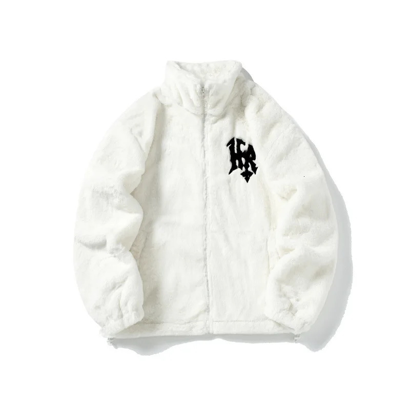 Men's Fur Faux Fur Men Rabbit Fur Jacket Coats Hip Hop Retro Letters Winter Fleece Jacket Streetwear Casual Harajuku Coat Zip Up Fashion Outerwea