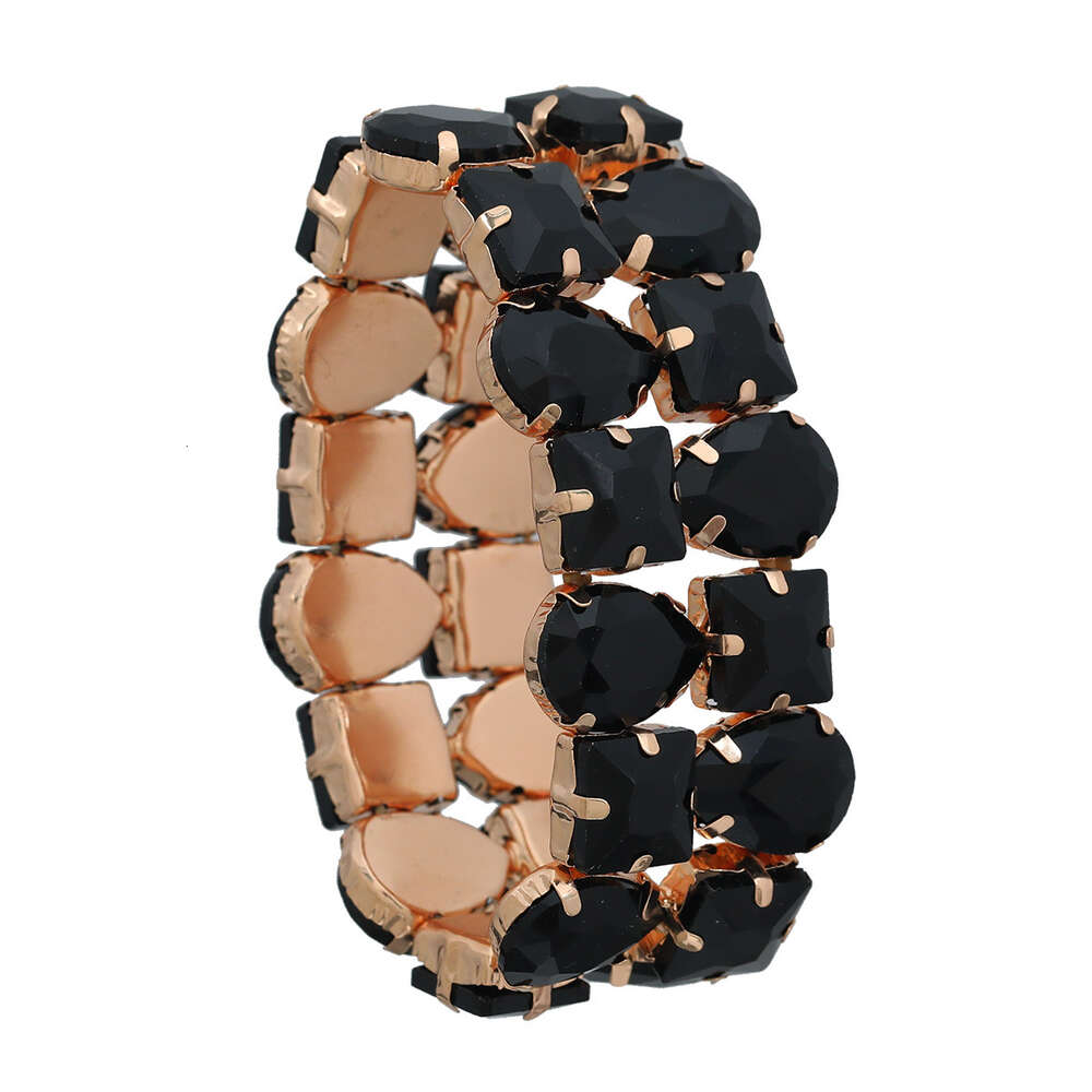 Bracelet Women's Full Diamond Hip Hop Handpiece Double Layer Glass Diamond Scalable Elastic Jewelry Bracelet