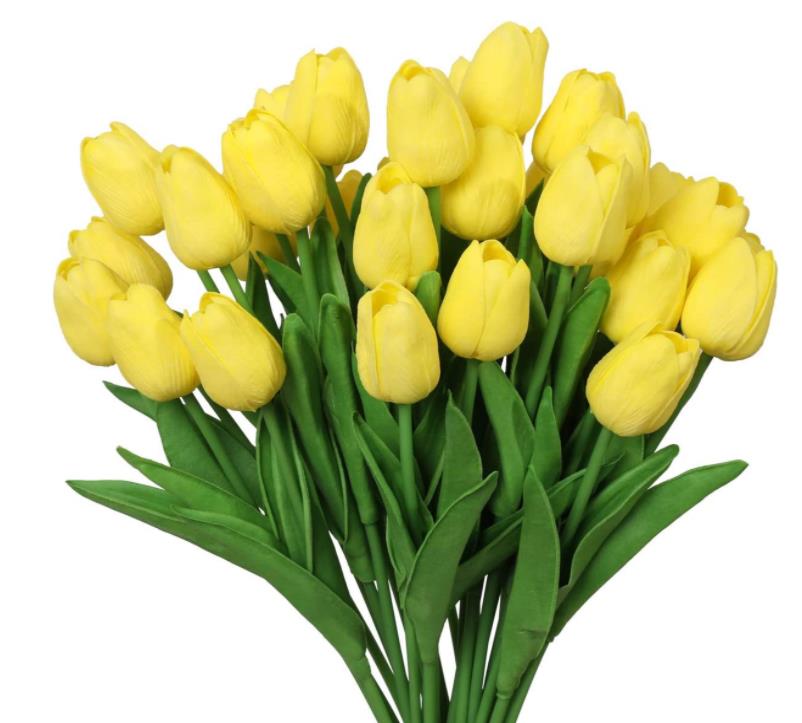 Artificial Tulips Flowers White Real Touch Bouquet Foam Fake Flower Wedding Home Living Room Christmas Decoratio