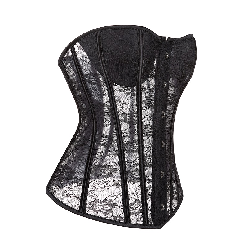 White/Black Color Slimming Waist Intimates Women Bustiers Boned Corset with G-string Sexy Lingerie lace back Wholesale retail 9015