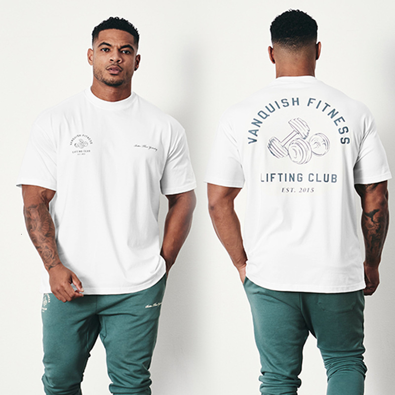 Mens TShirts Loose Oversized TShirt Summer Sports Casual Cotton Round Neck Short Sleeve Jogger Fitness Bodybuilding Top 230420