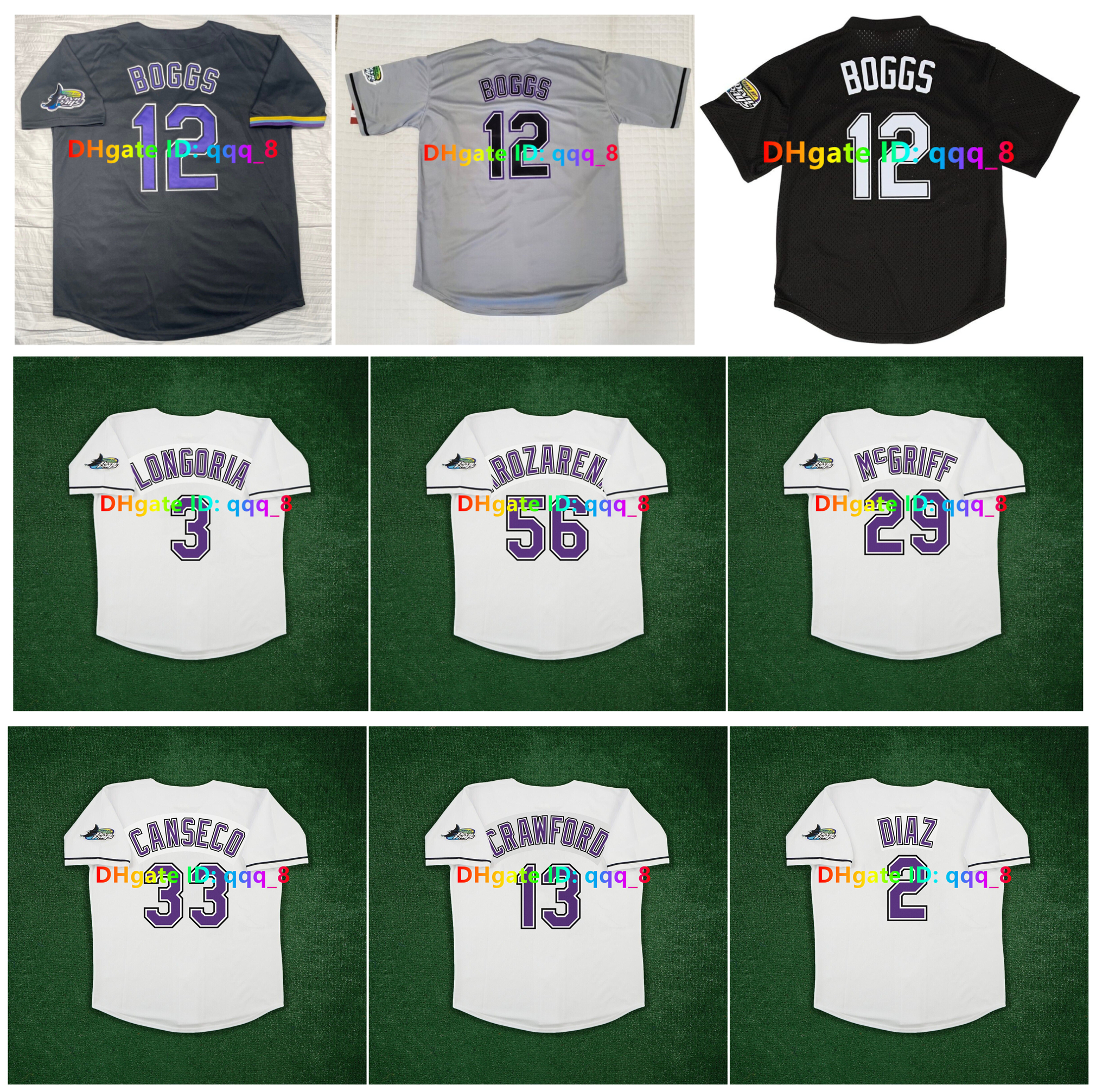 Wade Boggs Jose Canseco Vintage Devil Rays Baseball Jersey Randy Arozarena Evan Longoria Wander Franco Fred McGriff Carl Crawford Dwight Gooden Yandy Diaz Size S-4XL