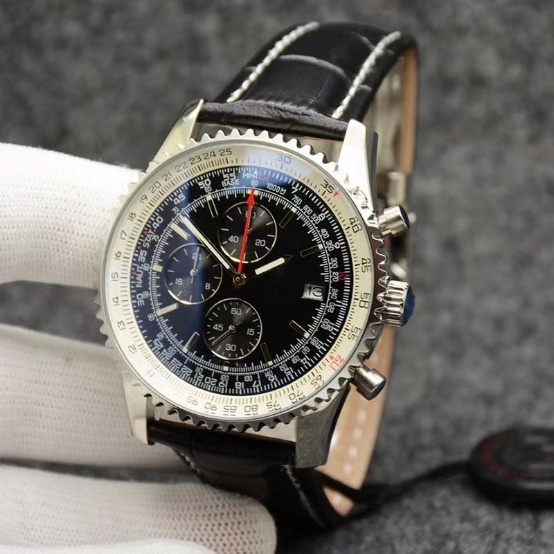 Luxury men's watch Quartz casual watch Leather stainless steel 44MM dial Waterproof watch Birthday gift Montres de luxe Designer watch
