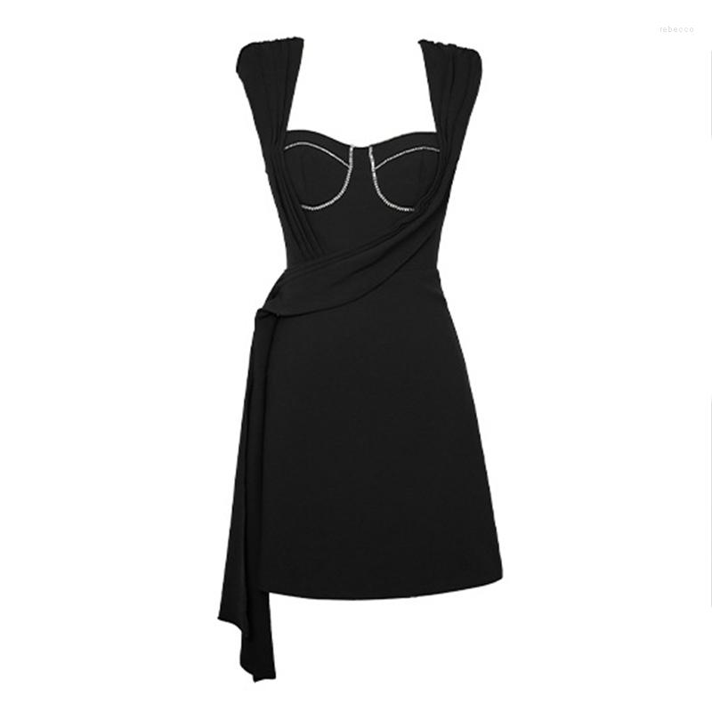 Casual Dresses High Quality Summer Fashion Women Evening Dress Chic Square Collar Slim Mini Party Gown Vacation Mujer Vestidos