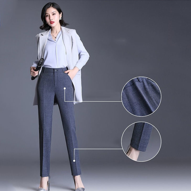 Women's Pants Capris Spring Autumn Women All-match Casual Straight Trousers Office Lady Pockets Solid High Waist Female Fashion Pencil Pants 2304