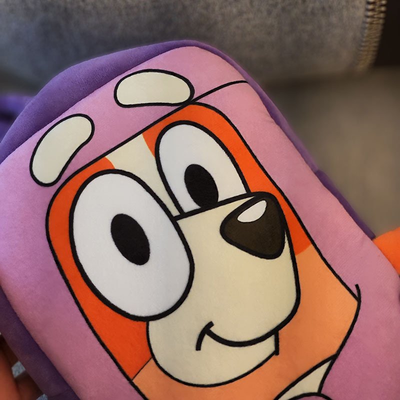 Kawaii Blue Dog Big Eye Plush Backpack Soft Plush Zipper Double Shoulder Bag Kids School Bag Birthday Gift