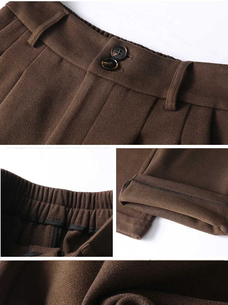 Women's Pants Capris Fall Winter Woolen Harem Pants Women Straight Thickened Nine-point Trouser Female High Quality Casual Wide Leg Outwear Pant 