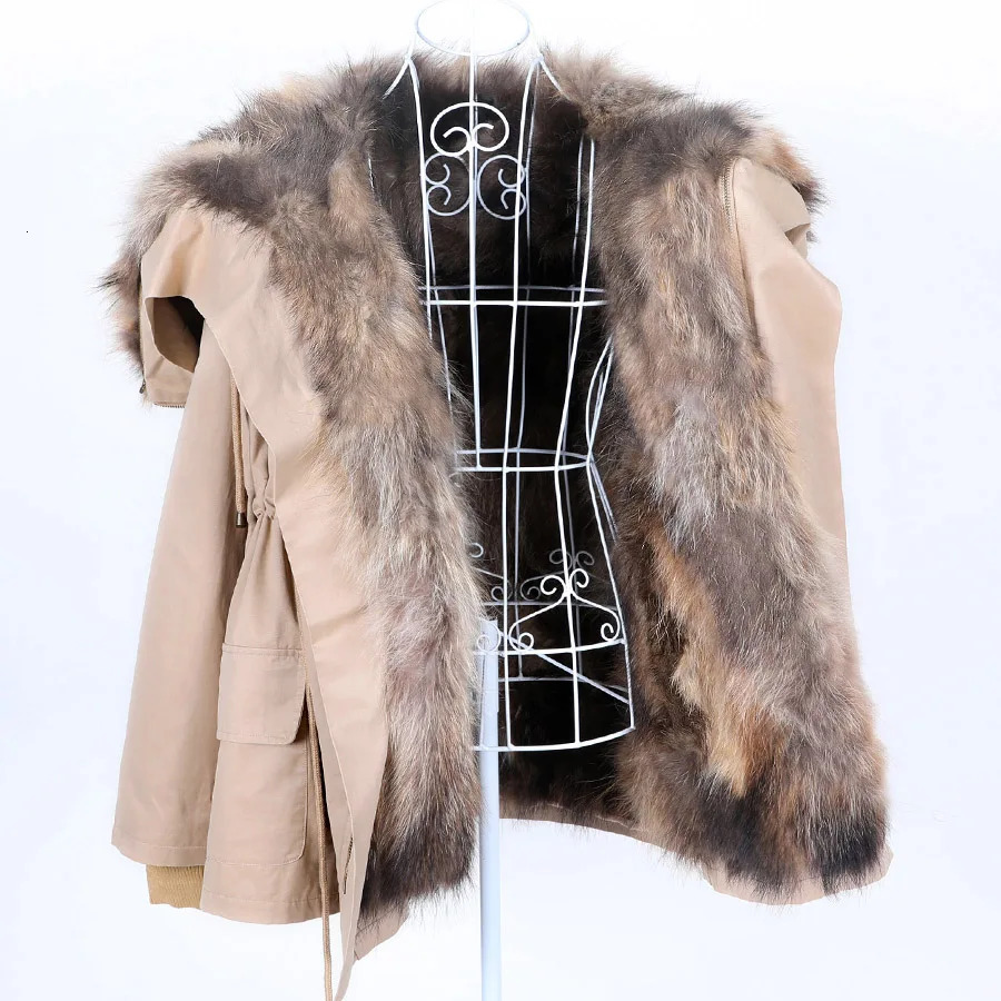 Women's Down Parkas MAOMAOKONG Winter lined coats warm natural raccoon removal lining Women fur coat leather jacket winter clothes parka 231120