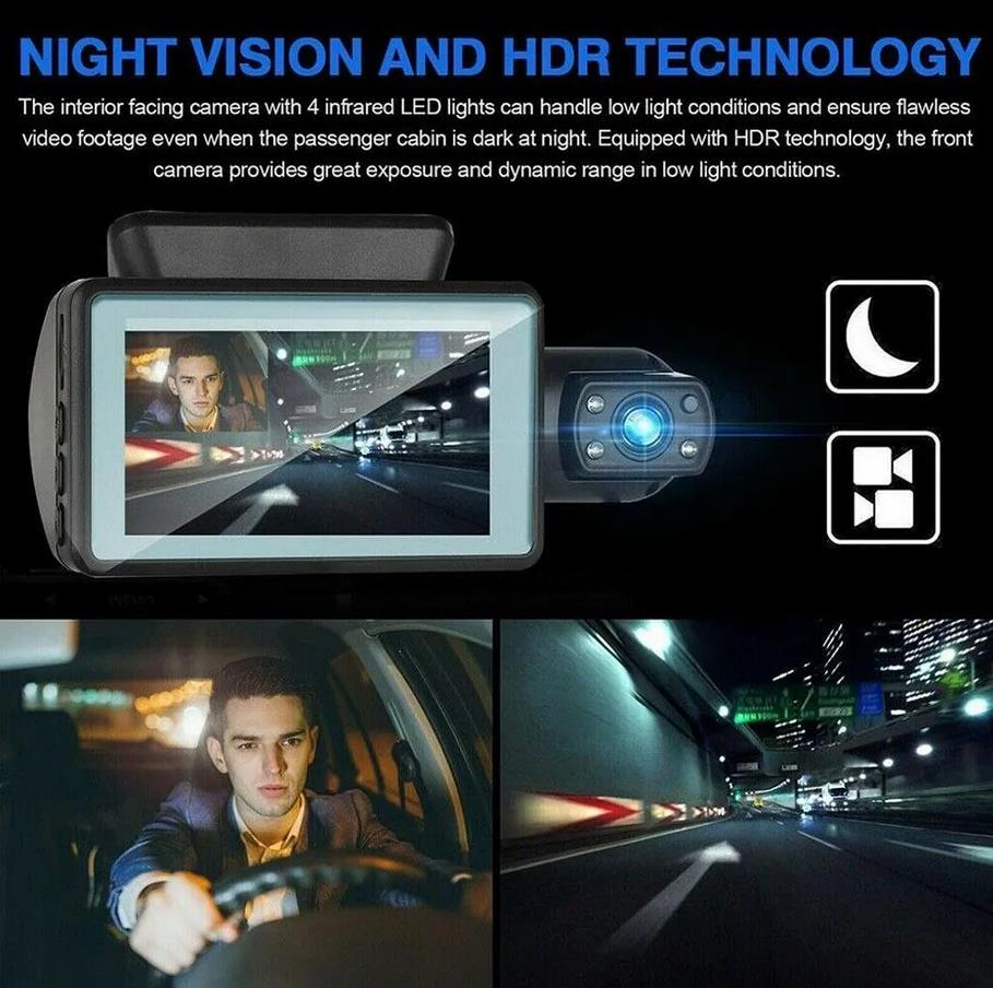 3 inch Car DVR Dual Driving Recorders With 32GB Micro SD Card Dual Lens Camera Wide Angel DVR Motorcycle Parking Reversing Night Vision Recorders