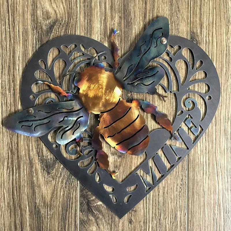 Garden Decorations Colorful Color Bee Guardians Wall Courtyard Ornament Art Keeper Of The Bees Creative Metal Garden Statue Home Living Room Decor 231