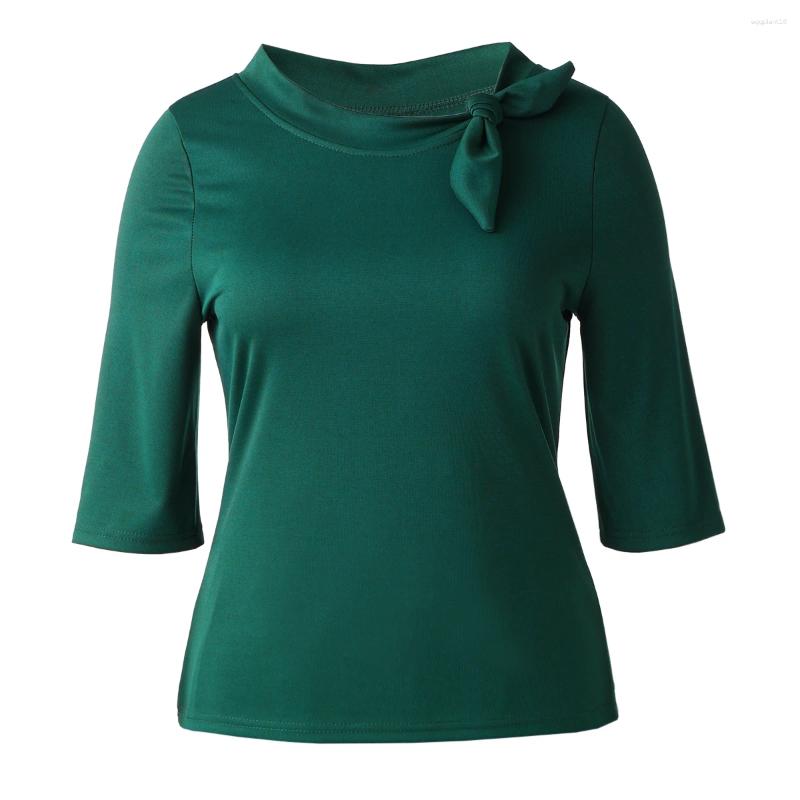 Women's Vintage Polyester Bow Tie Blouse 19S Retro Casual Solid Tops Summer Sleeveless Shirts B3