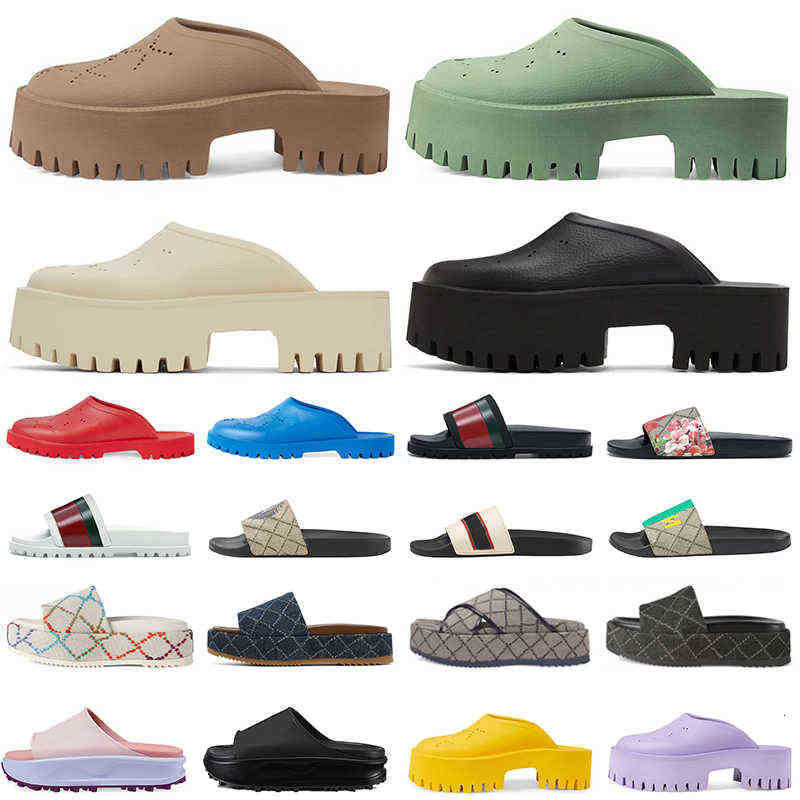 Luxury Designer Sandals Men Women Slides Slippers Platform Perforate Classic Brocade Rubber Flats Shoes Flip Flops Sneakers Loafers