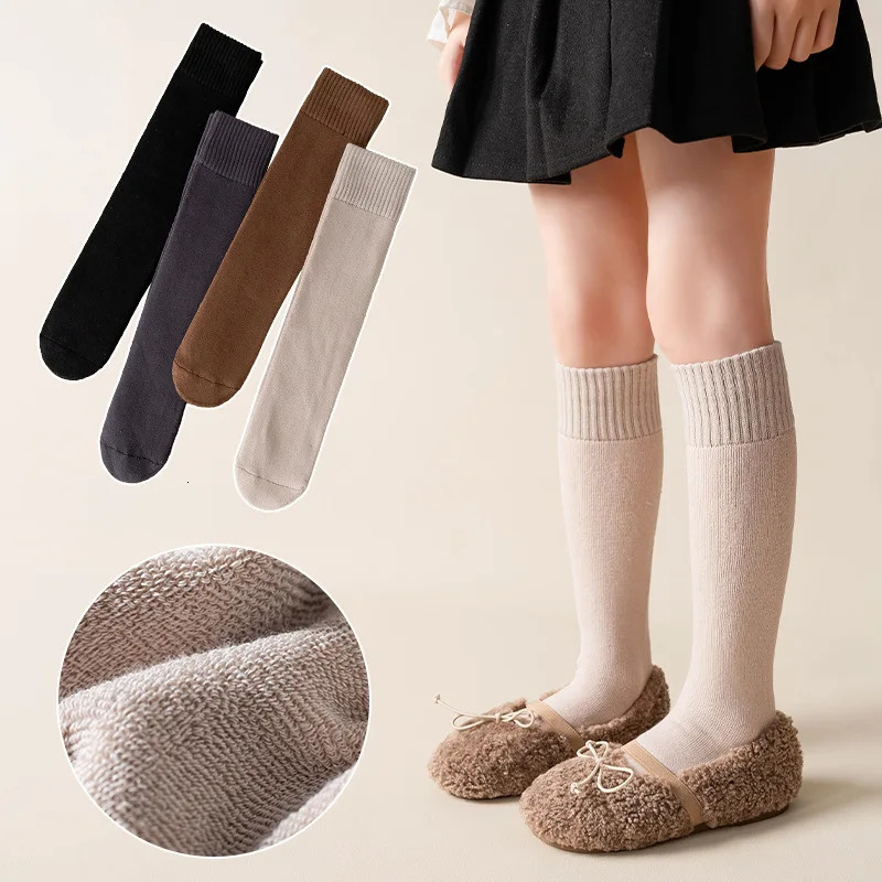 Kids Socks 4 Pairs Children Stockings Autumn Winter Bow knitted Thick Cotton Tights for Girls Fashion School Teen Kids Knee-high Socks 231121