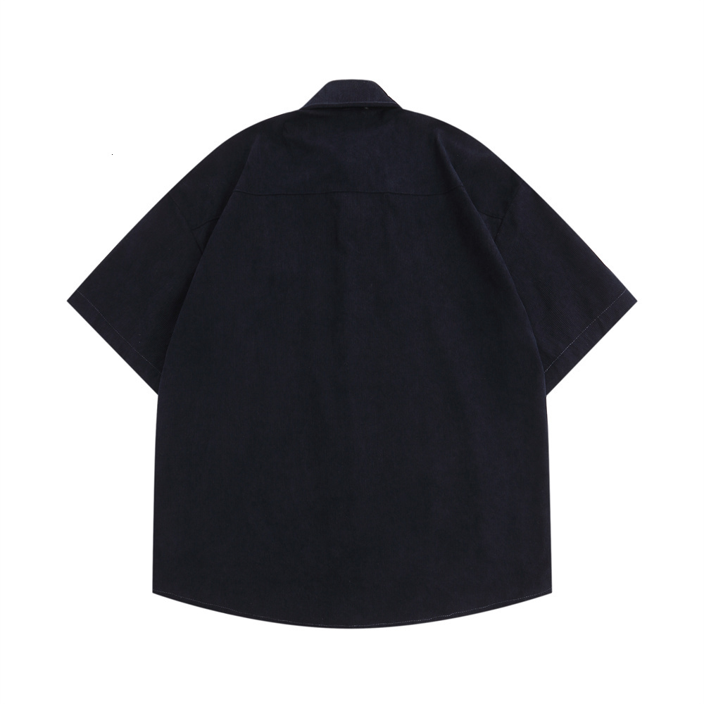 Men's Casual Shirts Dark Icon Floral Embroidery Corduroy Men Women Summer Shirt Male Top Brown Blue 230421