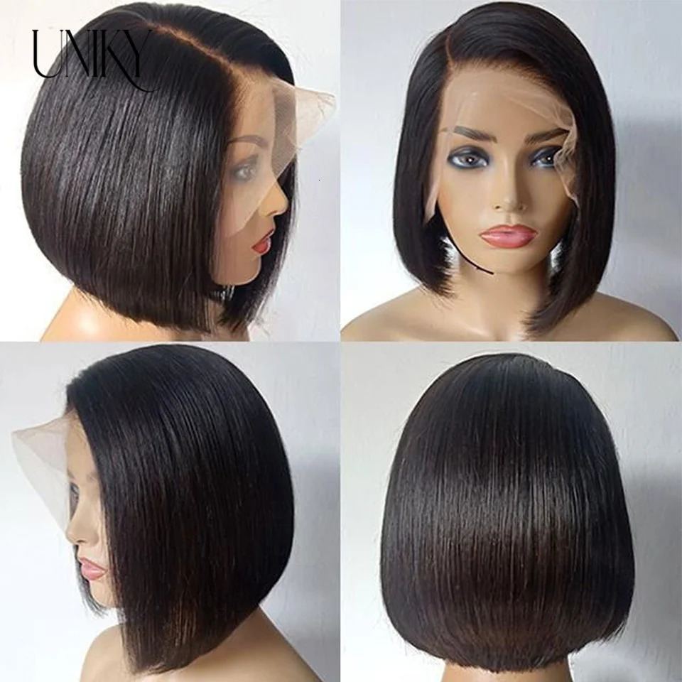 Synthetic Wigs 13x4 Lace Front Short Bob Wig Straight Natural Black Human Hair Wigs for Black Women Glueless Closure Bob Wig Brazilian Hair 231121