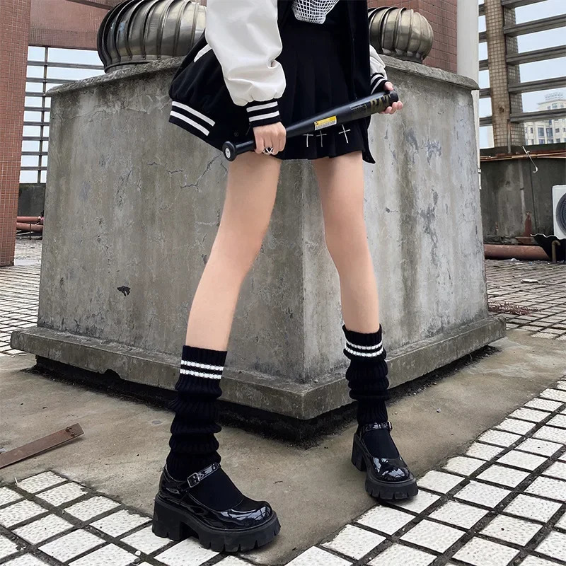 Socks Hosiery College Fashion Womens Striped Leg Warmers Lolita Long Knitted Leggings Japanese Winter Kawaii Arm Ankle 231120