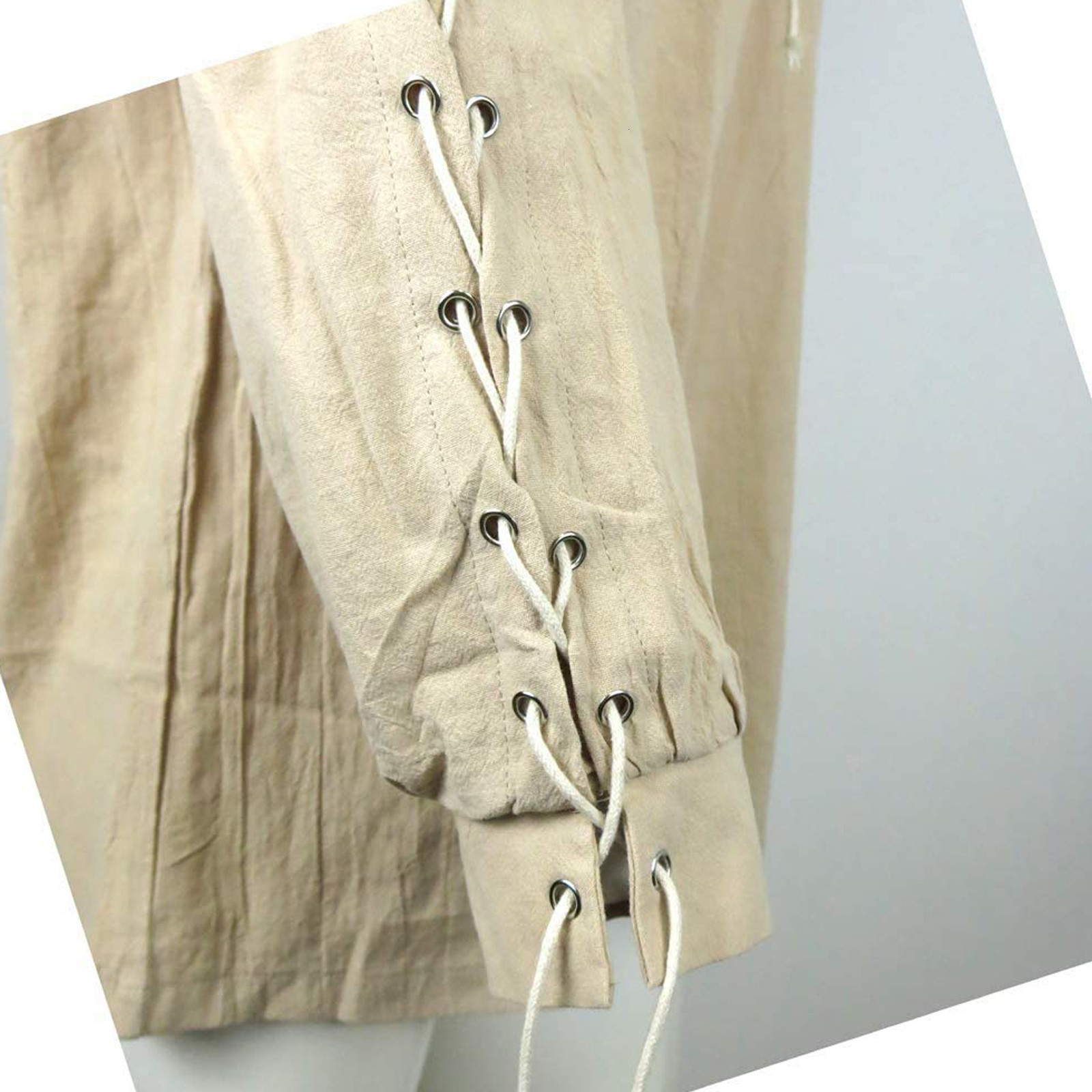 Men's Casual Shirts Medieval Tunic Viking Pirate Costume Gothic Clothes Vintage Shirt Ruffle Neckline Drawstring Knight Cosplay Top 230420