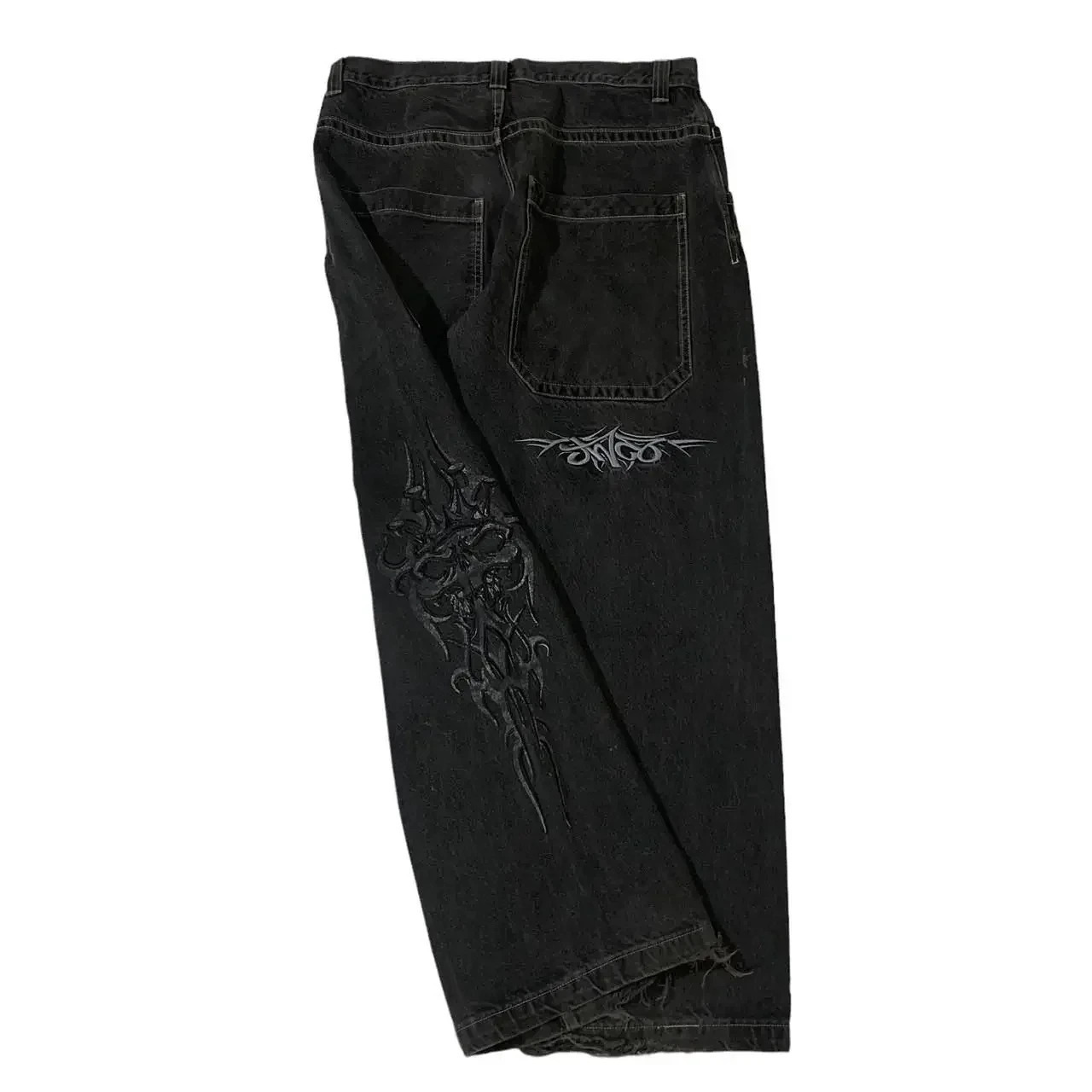 Women's Jeans JNCO Mens Jeans Y2k Skateboard Hip Hop Sports Baggy Jeans Low Rise Cargo Black Jeans Harajuku Straight Pants Streetwear 231120