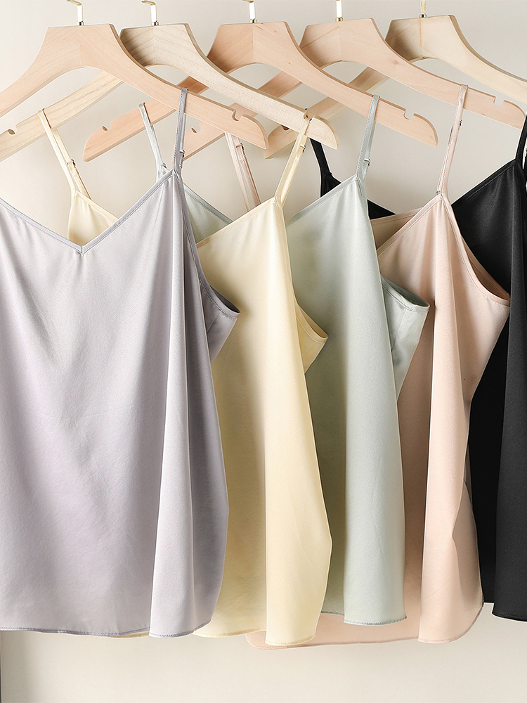 Camisoles Tanks SuyaDream Women Silk Camisole 90%Silk 10%Spandex Sleeveless Chic Camis Spring Summer T shirts Champagne Pink 230421