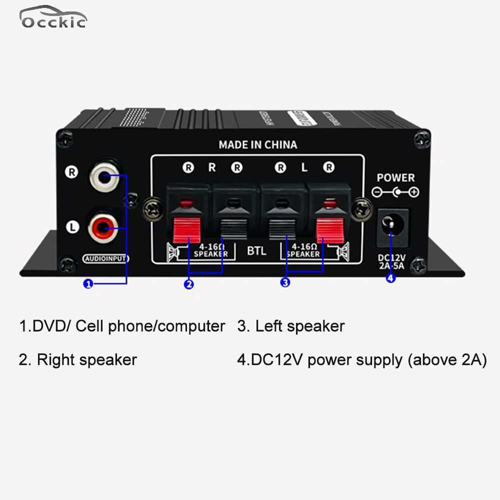 Car Sound Power Amp Home Mini Audio Amplifier Portable Dual Channel Surround Sound HiFi Stereo Receiver AUX MIC IN 12V 200W