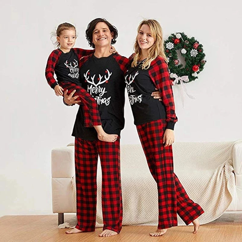 Family Matching Outfits Family Look Christmas Matching Pajamas Set Winter Xmas Adult Kids Baby Pyjamas Elk Deer Family Matching Outfits Family Sleepwe
