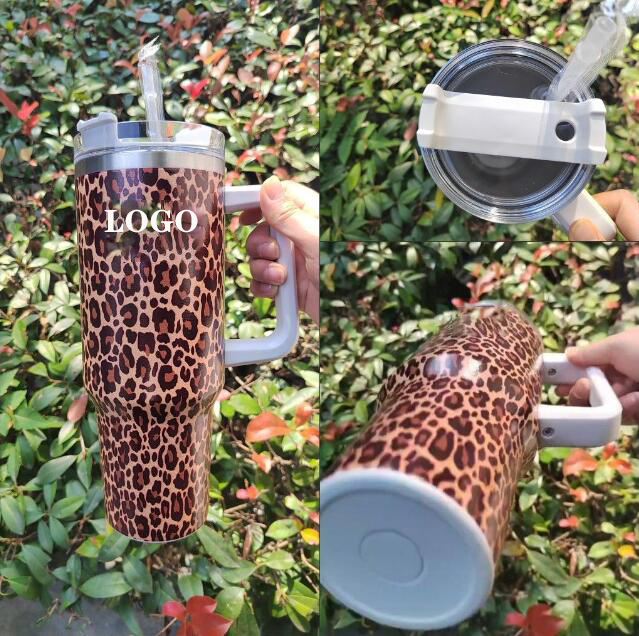 40oz Stainless Steel Tumblers Cups With Lids And Straw Cheetah Animal Cow Print Leopard Heat Preservation Travel Car Mugs Large Capacity Water Bottles