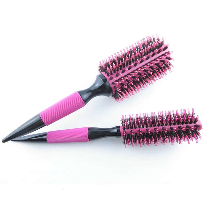 Hair Brushes Professional 6pcs/set Pink Wooden Round Hair Comb Brush Boar Bristle Hair Brush Mix Nylon Hair Brush Hairdressing Styling Tool 231121