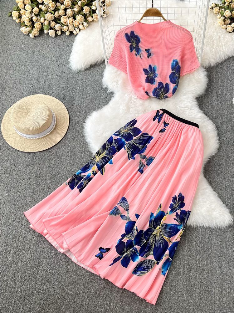 Two Piece Dress Summer Women Casual Short Sleeve Shirt Skirt Two Piece Sets Ladies Tracksuit Female Clothing 2 pcs Suit Outfits 230421