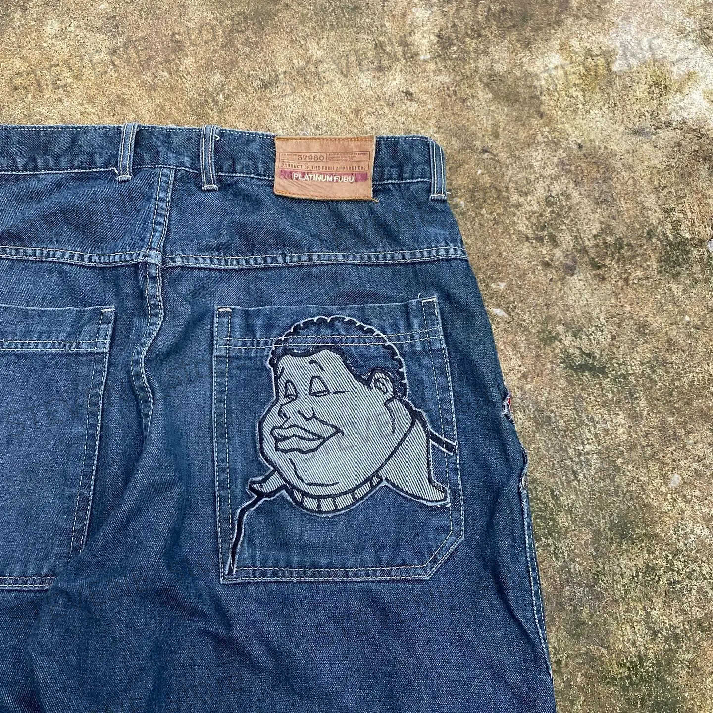 Men's Jeans Women's Jeans Y2K FUBU Jeans Harajuku Hip Hop Cartoon Graphic Print Oversized Blue Vintage Baggy Jeans Denim Pants Mens Womens W