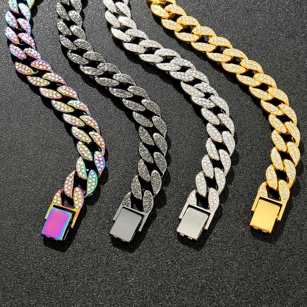 Cuban crystal bracelet trendy hip-hop full diamond jewelry 18K bracelet 18-25cm bracelet
