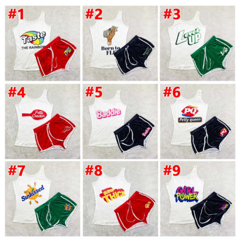 Women clothing designer Tracksuit Plus Size 3xl Two Piece Set Yoga Pants Outfits Letter Printed Suspenders Vest Shorts Sportswear