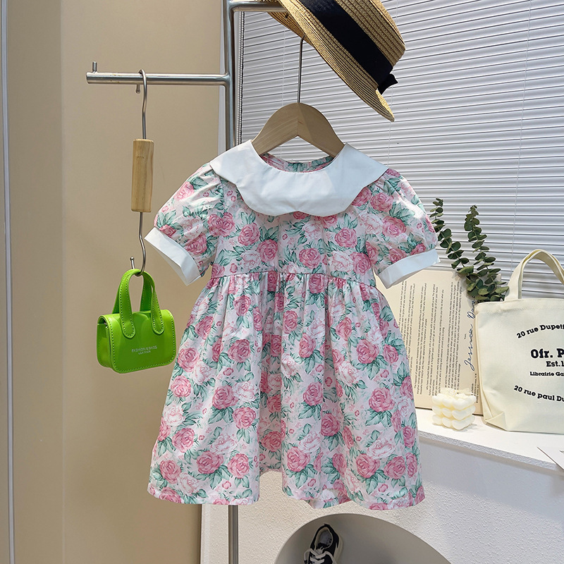 Family Matching Outfits Girl's Mother And Daughter With Broken Flower Children Baby Kids Spring Summer Parent-child Dress Brim Princess Dress 230