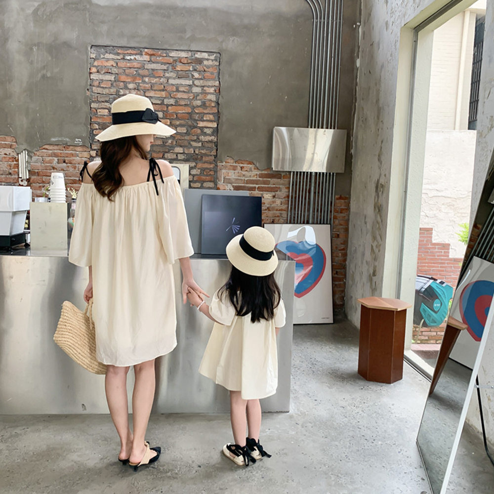 Family Matching Outfits Menoea Mother Kids Strapless Dress Family Matching Outfits Love Vacation Dresses Mommy and Daughter Matching Clothes Girl Dres