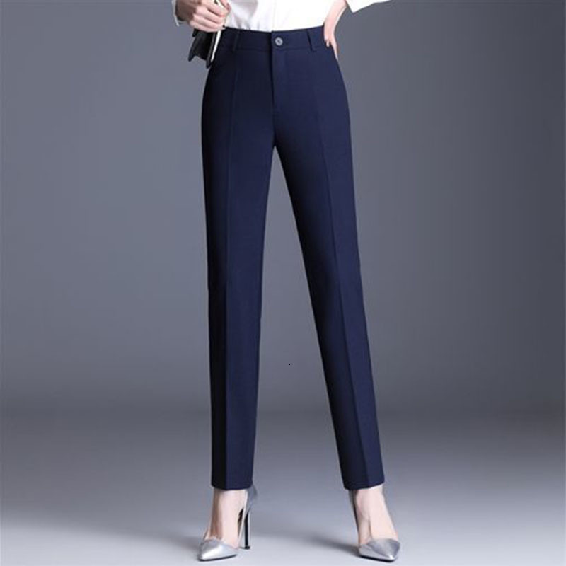 Women's Pants Capris Spring Autumn Women All-match Casual Straight Trousers Office Lady Pockets Solid High Waist Female Fashion Pencil Pants 2304