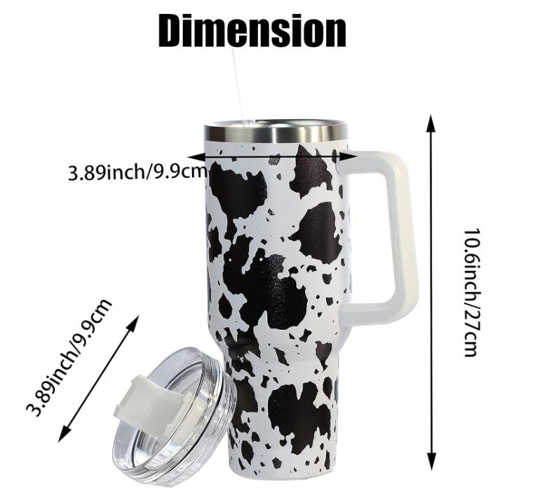 40oz Stainless Steel Tumblers Cups With Lids And Straw Cheetah Animal Cow Print Leopard Heat Preservation Travel Car Mugs Large Capacity Water Bottles