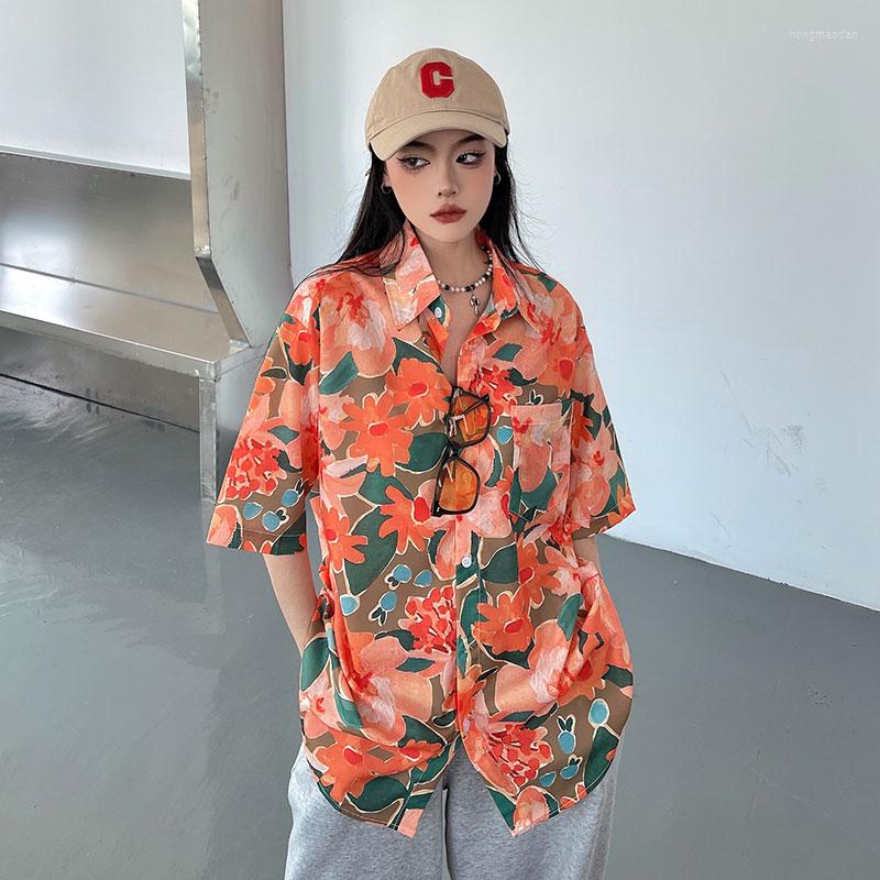 Women's Blouses Summer Thin Short-sleeved Casual Loose Floral Shirt Women