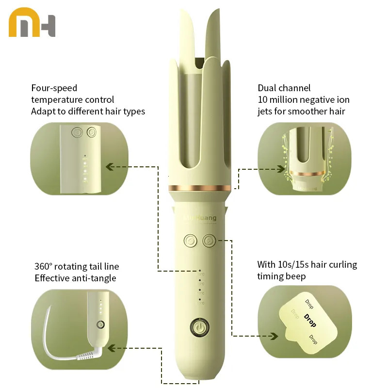 Curling Irons MinHuang Automatic Curling Iron 32 mm Big Roll Anion Ceramic Hair Curler 4-Speed Adjustable Fast Heating Fashion Styling Tools 231120