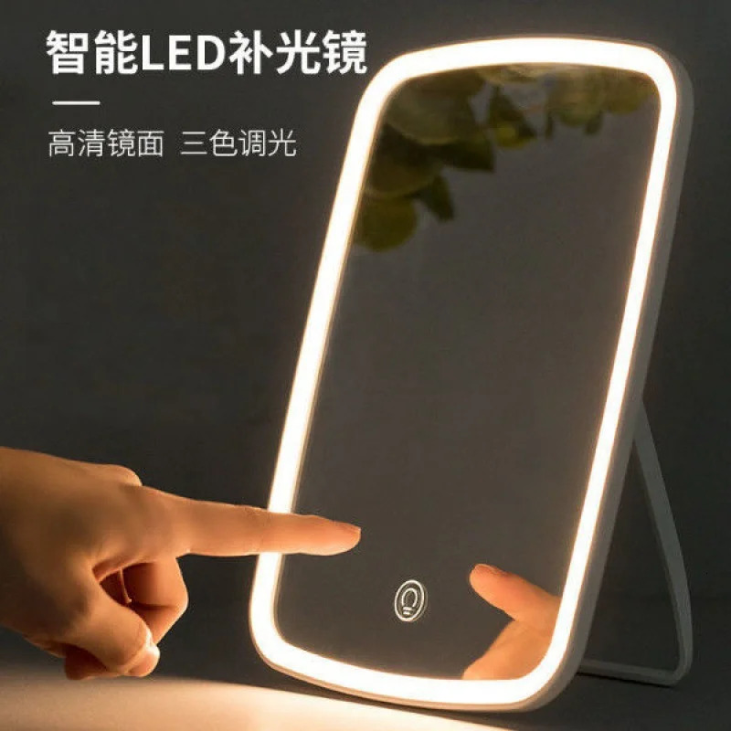 Compact Mirrors LED Makeup Mirror Touch Screen 3 Light Portable Standing Folding Vanity Mirroir with 5x Magnifying Cosmetics LED Mirror 231120