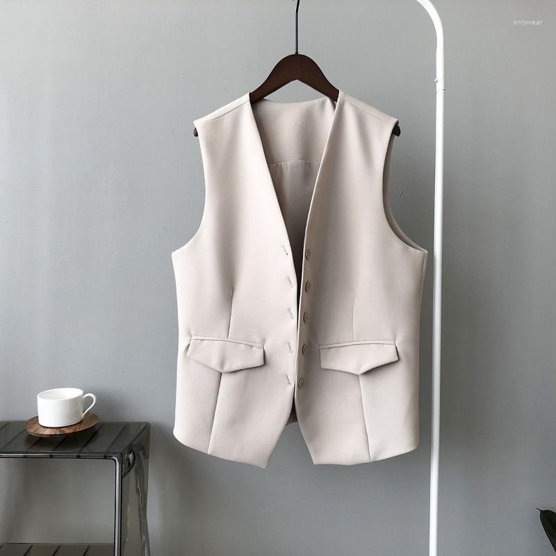 Women's Vests V-Neck Vest Women Sleeveless Blazer Female Slim Short Buttons Summer Women's Clothing Thin Loose Waistcoat