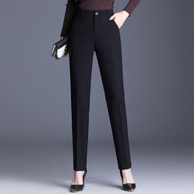 Women's Pants Capris Spring Autumn Women All-match Casual Straight Trousers Office Lady Pockets Solid High Waist Female Fashion Pencil Pants 2304