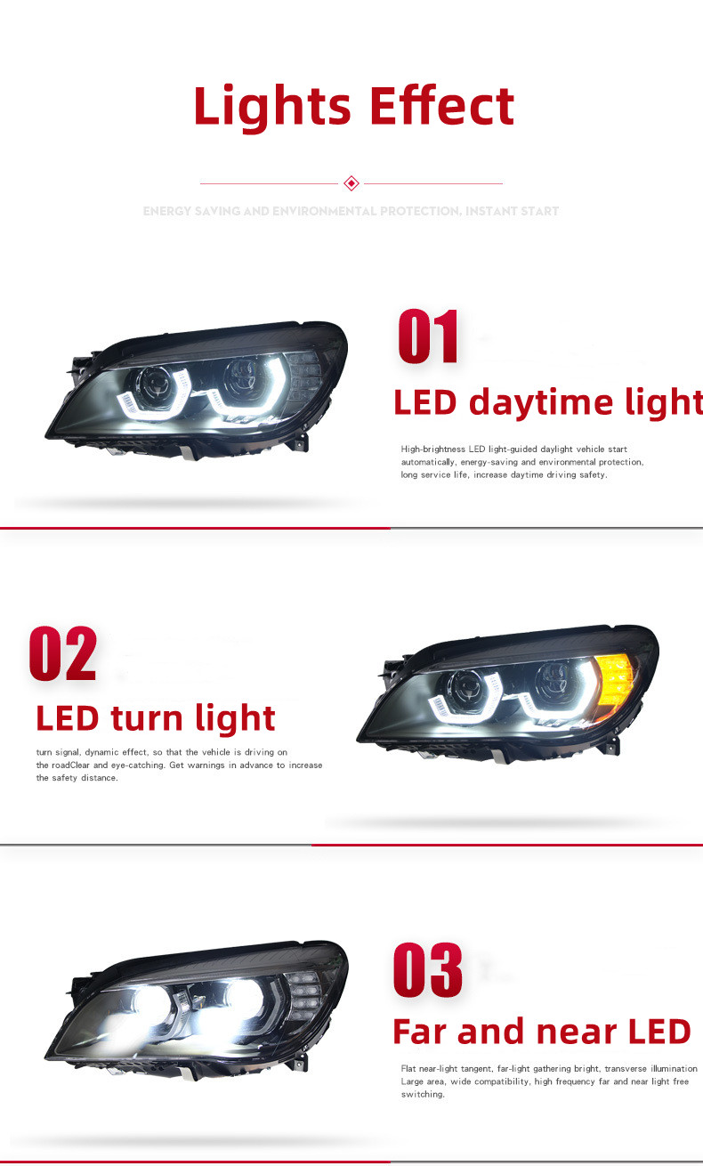 Car Headlight All LED For BMW 7 Series F01 F02 2009-20 15 Turn Light Laser Style Replacement DRL Daytime Lights