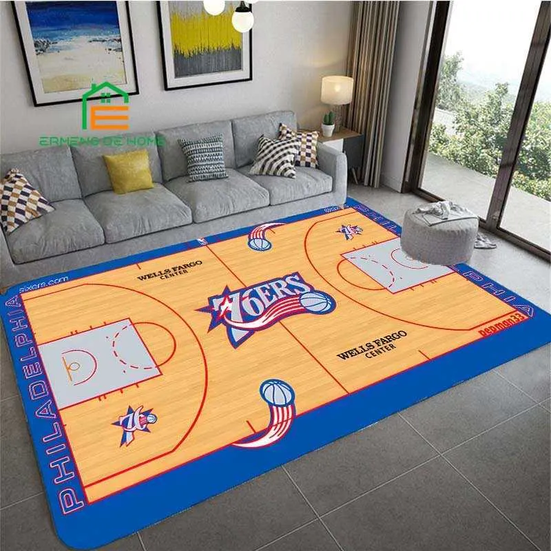 Carpet Carpets Basketball Court Pattern Rug for Bedroom Living Room Carpet for Kitchen Floor Mats Home Decor Non-Slip Floor Pad Rug 15 Sizes R230918 w