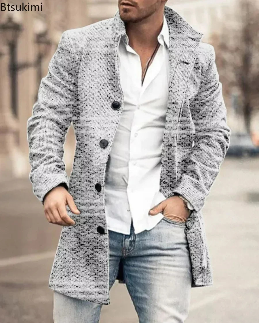 Men's Wool Blends 2024 Casual Jacket Plaid Print Long Sleeve Buttoned Jackets Coats Tops Male Warm Outerwear Men 4XL 231120