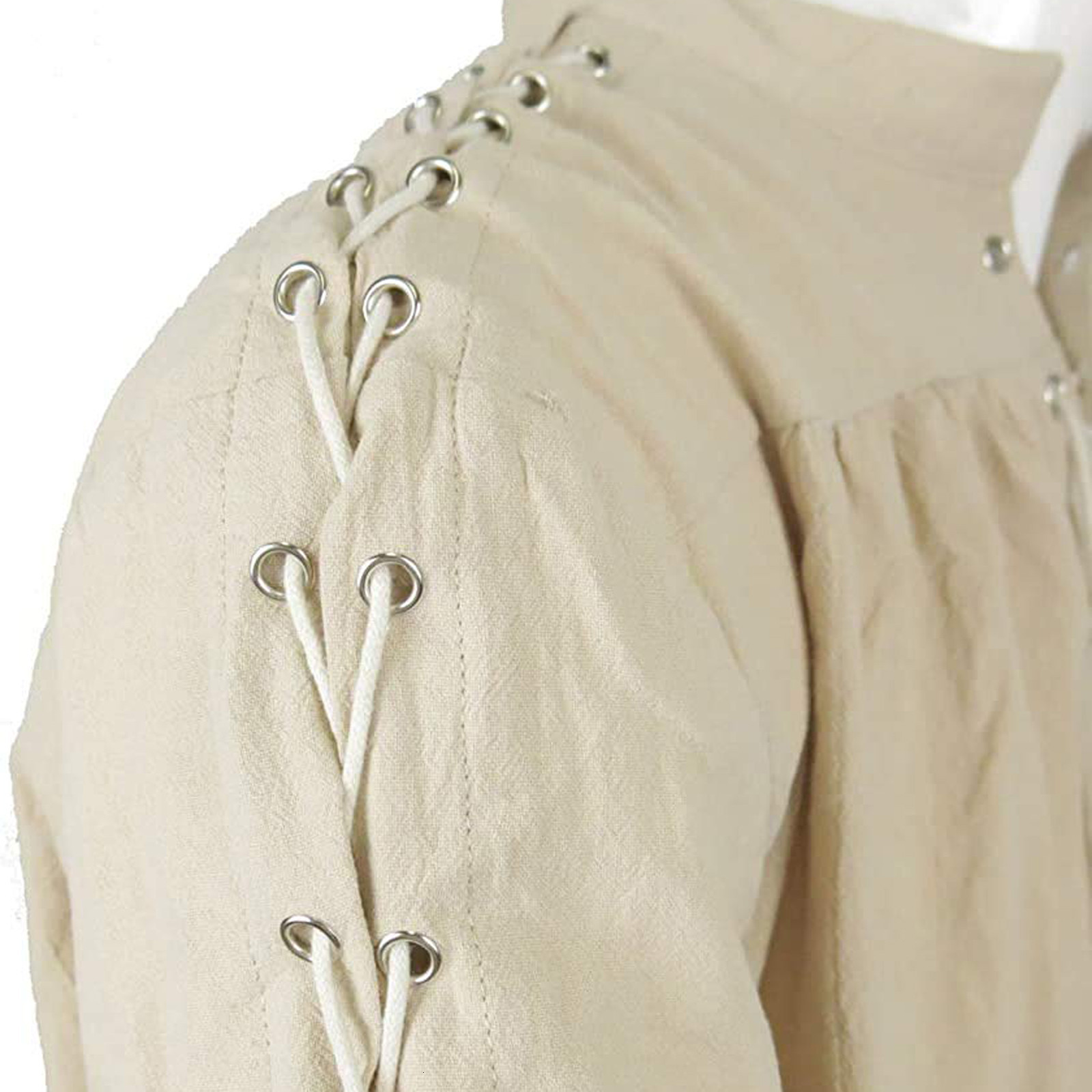 Men's Casual Shirts Medieval Tunic Viking Pirate Costume Gothic Clothes Vintage Shirt Ruffle Neckline Drawstring Knight Cosplay Top 230420