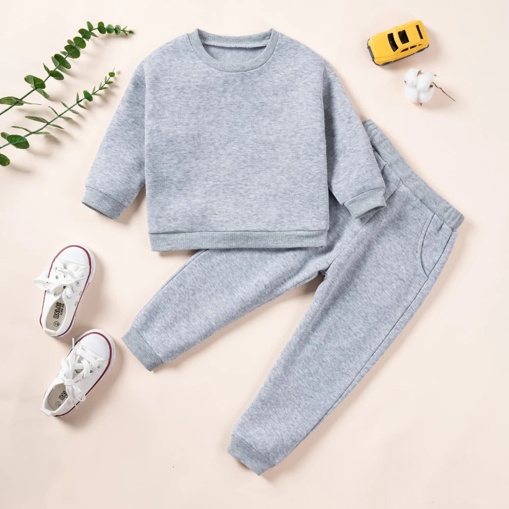 Clothing Sets Kids Sweatsuit Winter Fleece Casual Tracksuits Clothes 1 6Y Hoodies Matching Sweatpants Fall Outfits 231120