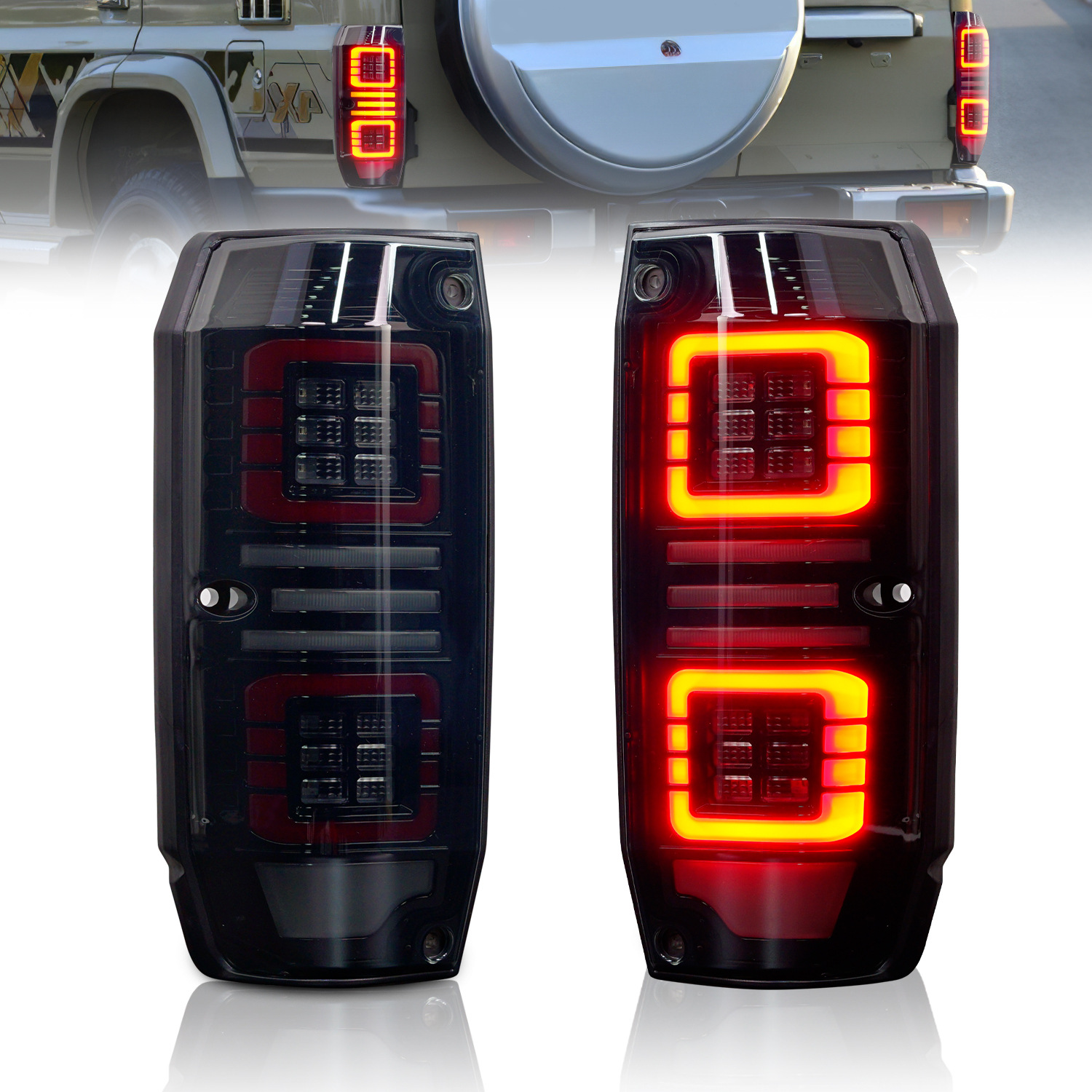 Car Tail Lights Assembly For Toyota Land Cruiser FC 1984-2021 LED DRL Parking Lights LED Brake Reverse Taillight