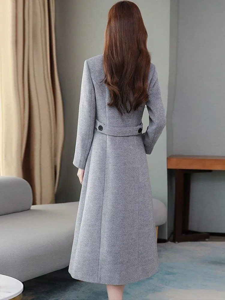 Women's Wool Blends Thickened Woolen Coat Women Long Slim Warm Windbreaker Winter 2023 Womens Clothing Trench 231120