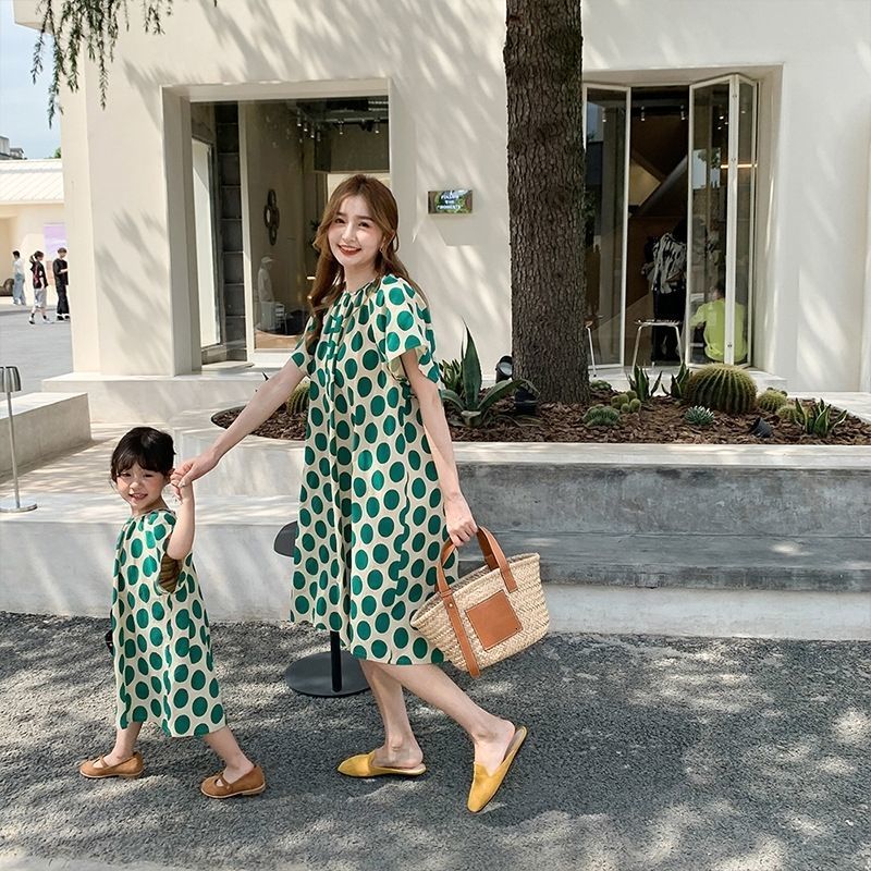 Family Matching Outfits Mother and Daughter Equal Dress Mummy and Me Matching Princess Dresses for Women Summer Korean Baby Girl Clothes 230421